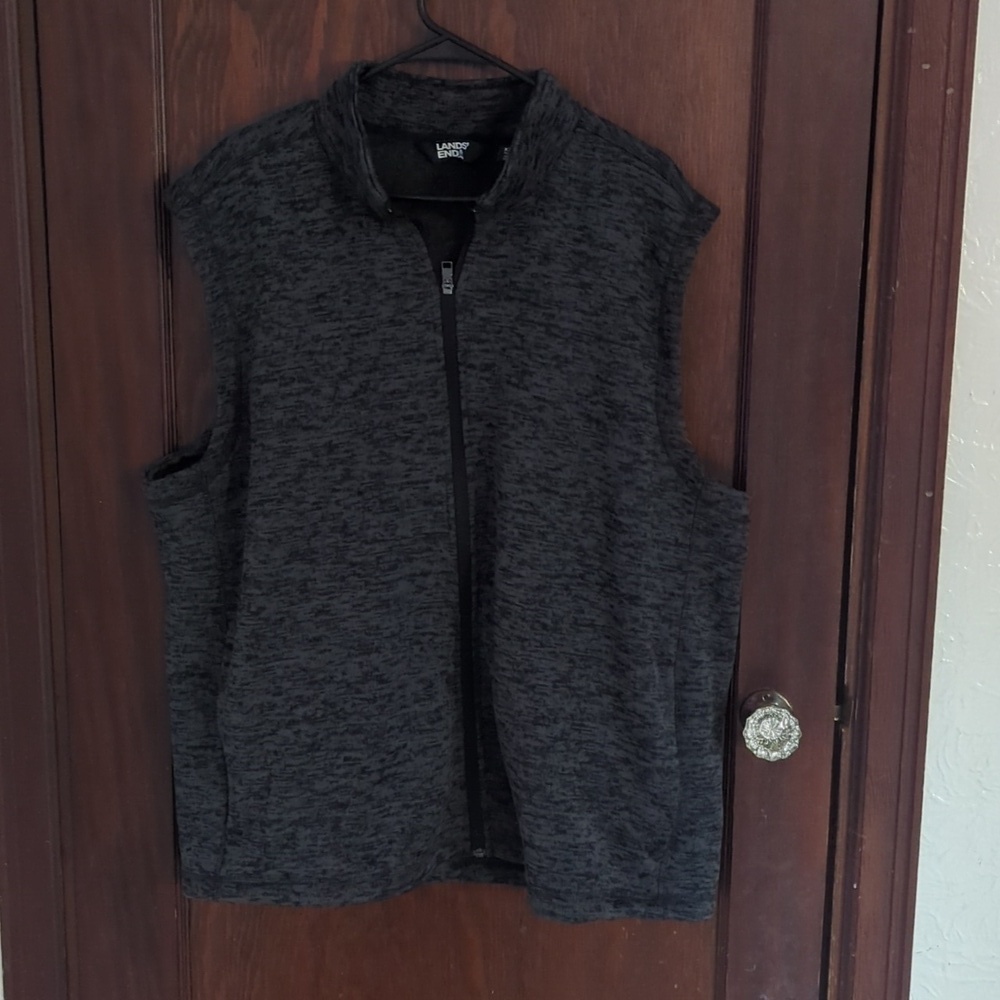 Lands' End Gray Fleece Lightweight Full Zip Vest Size Men's XXL